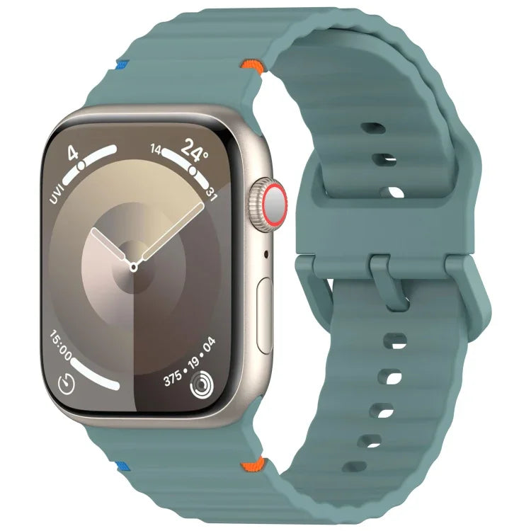 Bracelet de montre en silicone cousu à grain ondulé, pour Apple Watch Series 4 44mm, pour Apple Watch Series 4 40mm, pour Apple Watch Series 3 38mm, pour Apple Watch Series 3 42mm