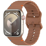 Bracelet de montre en silicone cousu à grain ondulé, pour Apple Watch Series 4 44mm, pour Apple Watch Series 4 40mm, pour Apple Watch Series 3 38mm, pour Apple Watch Series 3 42mm