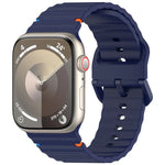 Bracelet de montre en silicone cousu à grain ondulé, pour Apple Watch Series 4 44mm, pour Apple Watch Series 4 40mm, pour Apple Watch Series 3 38mm, pour Apple Watch Series 3 42mm