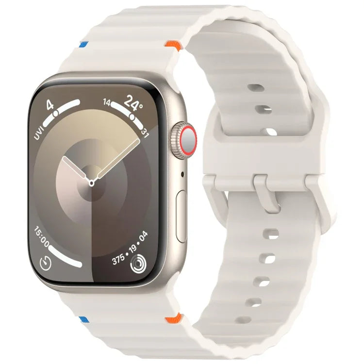 Bracelet de montre en silicone cousu à grain ondulé, pour Apple Watch Series 4 44mm, pour Apple Watch Series 4 40mm, pour Apple Watch Series 3 38mm, pour Apple Watch Series 3 42mm
