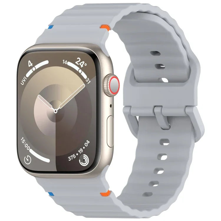Bracelet de montre en silicone cousu à grain ondulé, pour Apple Watch Series 4 44mm, pour Apple Watch Series 4 40mm, pour Apple Watch Series 3 38mm, pour Apple Watch Series 3 42mm