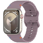 Bracelet de montre en silicone cousu à grain ondulé, pour Apple Watch Series 4 44mm, pour Apple Watch Series 4 40mm, pour Apple Watch Series 3 38mm, pour Apple Watch Series 3 42mm