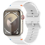 Bracelet de montre en silicone cousu à grain ondulé, pour Apple Watch Series 4 44mm, pour Apple Watch Series 4 40mm, pour Apple Watch Series 3 38mm, pour Apple Watch Series 3 42mm