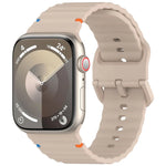 Bracelet de montre en silicone cousu à grain ondulé, pour Apple Watch Series 4 44mm, pour Apple Watch Series 4 40mm, pour Apple Watch Series 3 38mm, pour Apple Watch Series 3 42mm