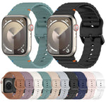 Bracelet de montre en silicone cousu à grain ondulé, pour Apple Watch Series 4 44mm, pour Apple Watch Series 4 40mm, pour Apple Watch Series 3 38mm, pour Apple Watch Series 3 42mm