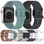 Bracelet de montre en silicone cousu à grain ondulé, pour Apple Watch Series 4 44mm, pour Apple Watch Series 4 40mm, pour Apple Watch Series 3 38mm, pour Apple Watch Series 3 42mm