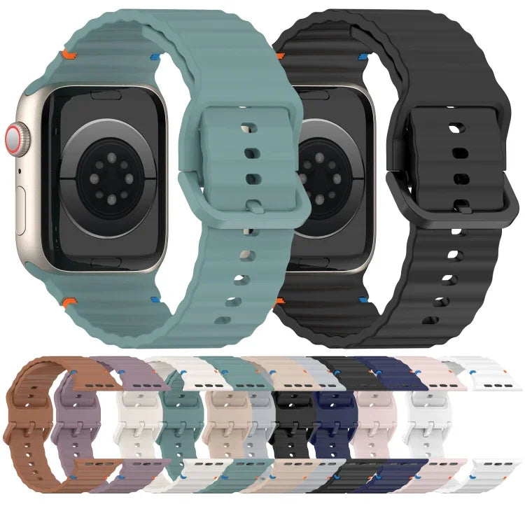 Bracelet de montre en silicone cousu à grain ondulé, pour Apple Watch Series 4 44mm, pour Apple Watch Series 4 40mm, pour Apple Watch Series 3 38mm, pour Apple Watch Series 3 42mm