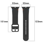 Bracelet de montre en silicone cousu à grain ondulé, pour Apple Watch Series 4 44mm, pour Apple Watch Series 4 40mm, pour Apple Watch Series 3 38mm, pour Apple Watch Series 3 42mm