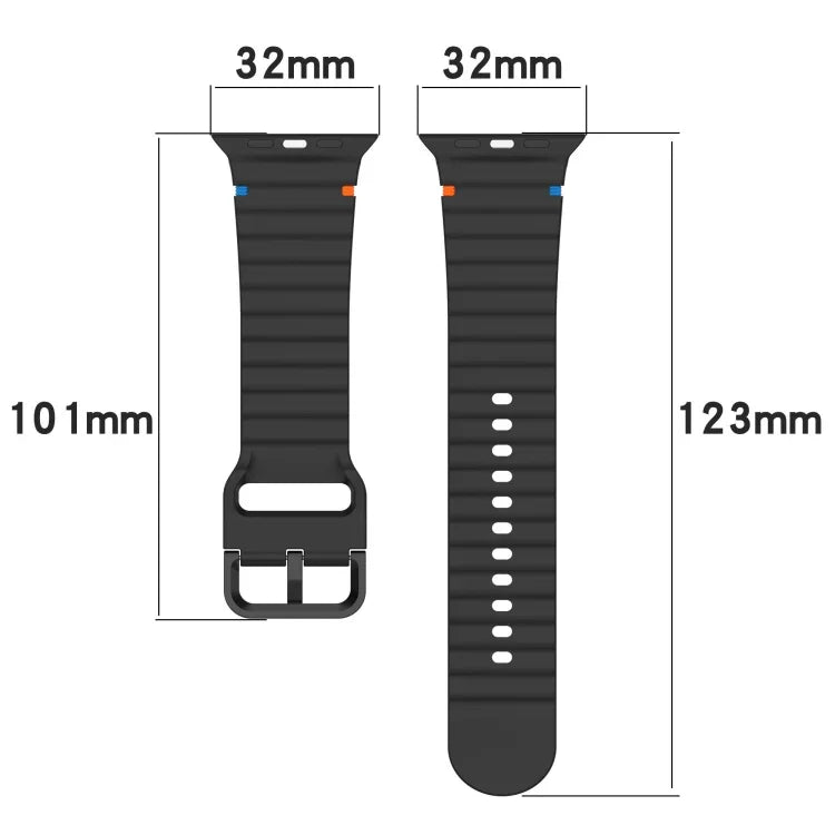 Bracelet de montre en silicone cousu à grain ondulé, pour Apple Watch Series 4 44mm, pour Apple Watch Series 4 40mm, pour Apple Watch Series 3 38mm, pour Apple Watch Series 3 42mm