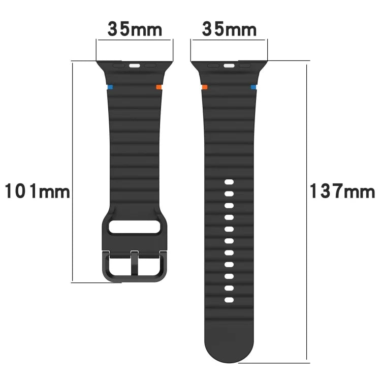 Bracelet de montre en silicone cousu à grain ondulé, pour Apple Watch Series 4 44mm, pour Apple Watch Series 4 40mm, pour Apple Watch Series 3 38mm, pour Apple Watch Series 3 42mm