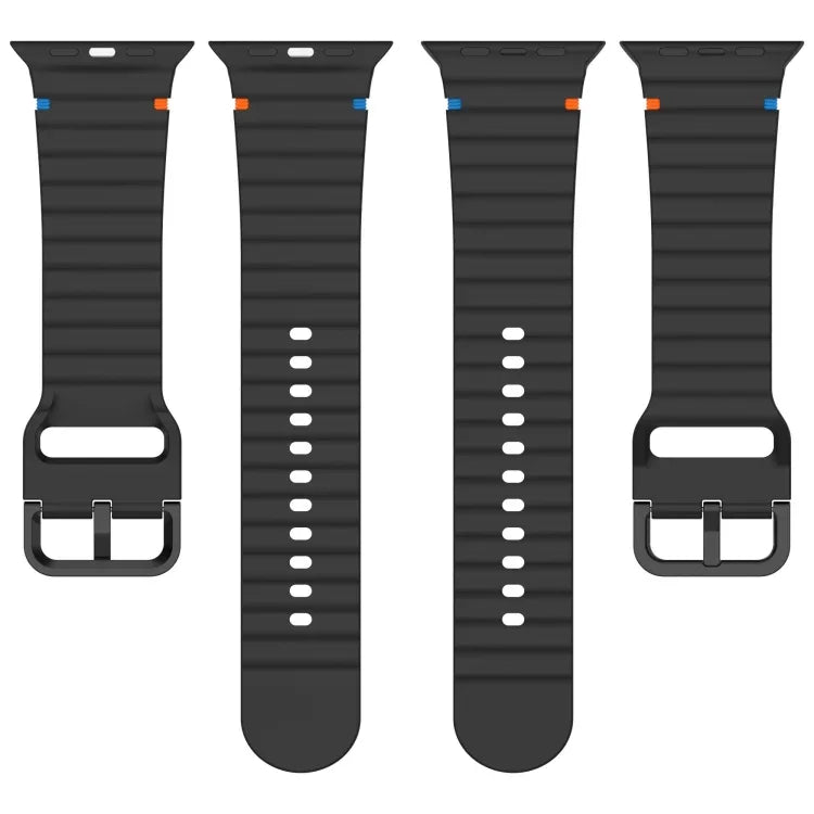 Bracelet de montre en silicone cousu à grain ondulé, pour Apple Watch Series 4 44mm, pour Apple Watch Series 4 40mm, pour Apple Watch Series 3 38mm, pour Apple Watch Series 3 42mm