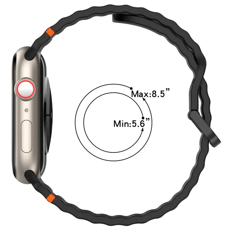 Bracelet de montre en silicone cousu à grain ondulé, pour Apple Watch Series 4 44mm, pour Apple Watch Series 4 40mm, pour Apple Watch Series 3 38mm, pour Apple Watch Series 3 42mm
