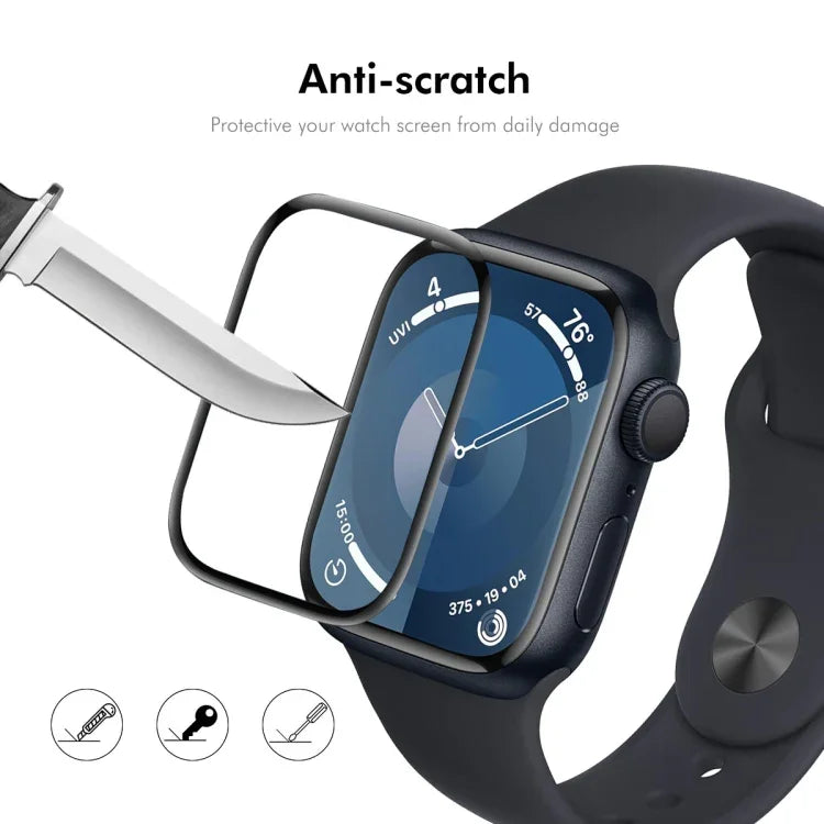 Lot de 2 films de protection d'écran ENKAY 3D à couverture intégrale, souples, avec bords en polycarbonate et PMMA HD, pour Apple Watch Series 11/10 46 mm et 42 mm.