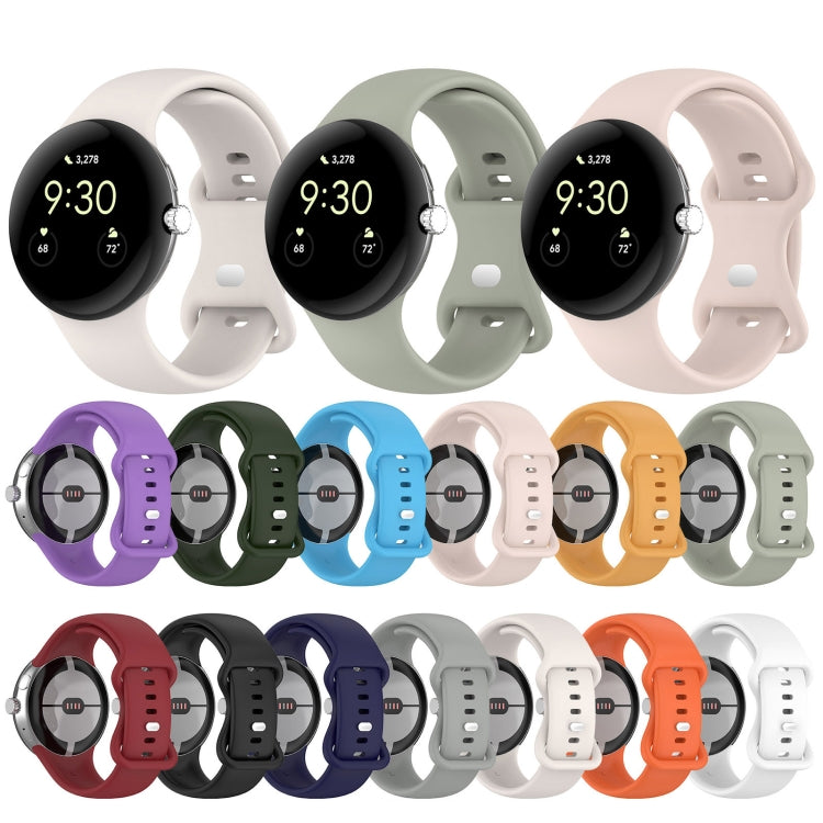 Bracelet de montre en silicone avec boucle papillon de couleur unie, Taille : S, Pour Google Pixel Watch 4 / Watch 3 45 mm