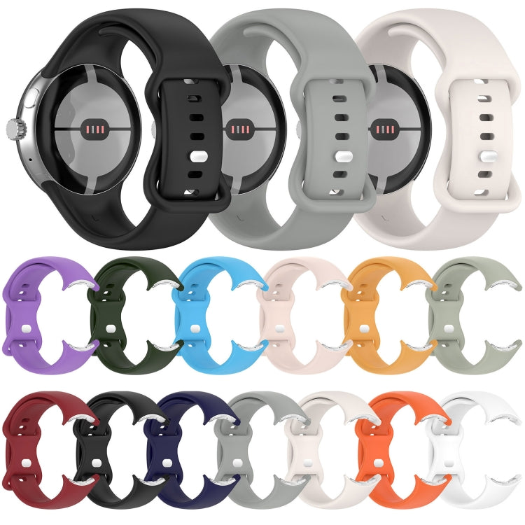 Bracelet de montre en silicone avec boucle papillon de couleur unie, Taille : S, Pour Google Pixel Watch 4 / Watch 3 45 mm
