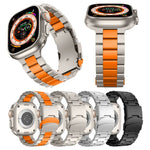 Three Beads Titanium Alloy Metal Watch Band, For Apple Watch Series 10 46mm, For Apple Watch Series 10 42mm, For Apple Watch SE 2023 44mm, For Apple Watch SE 2023 40mm, For Apple Watch Ultra 2 49mm, For Apple Watch Series 9 45mm                        ...