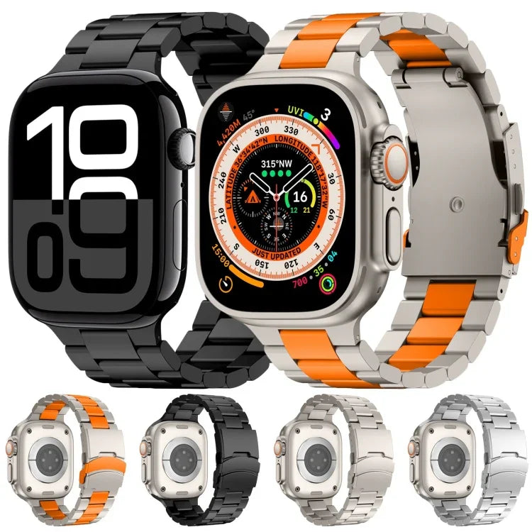 Bracelet de montre à trois perles en alliage de titane, compatible avec Apple Watch Series 7 41 mm, Apple Watch Series 7 45 mm, Apple Watch Series 6 40 mm, Apple Watch Series 6 44 mm, Apple Watch Series 5 44 mm, Apple Watch Series 5 40 mm…