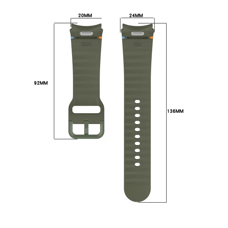 Bracelet de montre en silicone à dégagement rapide et à grain ondulé, pour Samsung Galaxy Watch 4 44mm, pour Samsung Galaxy Watch 4 40mm, pour Samsung Galaxy Watch 4 Classic 46mm, pour Samsung Galaxy Watch 4 Classic 42mm