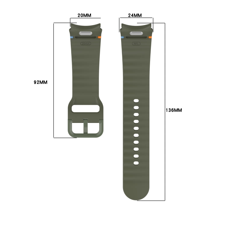 Bracelet de montre en silicone à grain ondulé cousu avec libération rapide, pour Samsung Galaxy Watch 6 44mm, pour Samsung Galaxy Watch 6 40mm, pour Samsung Galaxy Watch 6 Classic 43mm, pour Samsung Galaxy Watch 5 Pro Golf Edition