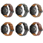 For Samsung Galaxy Watch Ultra 47mm Stitched Black Buckle Genuine Leather Watch Band