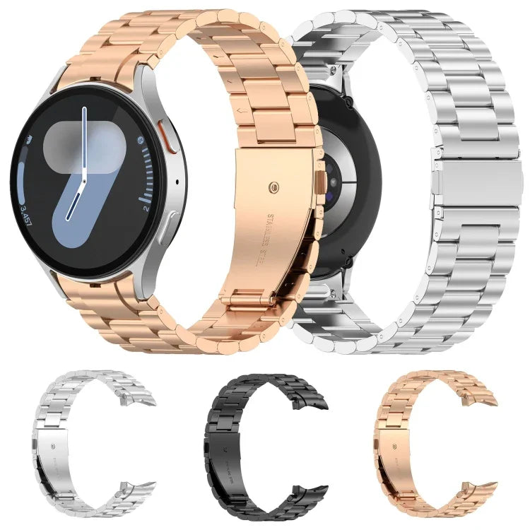 Bracelet de montre en métal à trois perles et bouton à dégagement rapide