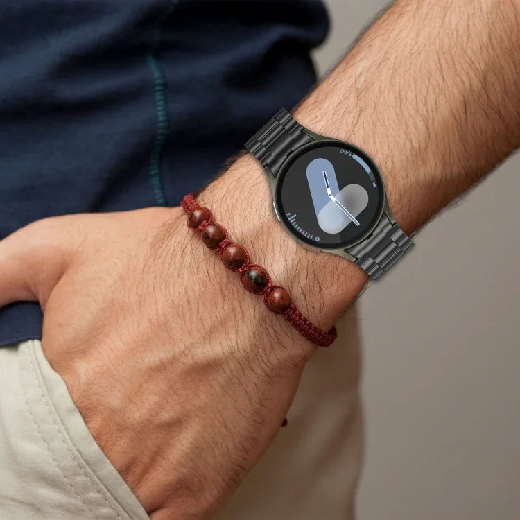 Bracelet de montre en métal à trois perles et bouton à dégagement rapide