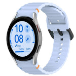 Wavy Grain Stitched Black Buckle Silicone Watch Band, For Samsung Galaxy Watch FE 40mm, For Samsung Galaxy Watch 7 40 / 44mm, For Samsung Galaxy Watch 6 Classic 43 / 47mm, For Samsung Galaxy Watch 6 40 / 44mm