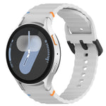Wavy Grain Stitched Black Buckle Silicone Watch Band, For Samsung Galaxy Watch FE 40mm, For Samsung Galaxy Watch 7 40 / 44mm, For Samsung Galaxy Watch 6 Classic 43 / 47mm, For Samsung Galaxy Watch 6 40 / 44mm