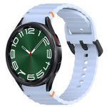 Wavy Grain Stitched Black Buckle Silicone Watch Band, For Samsung Galaxy Watch FE 40mm, For Samsung Galaxy Watch 7 40 / 44mm, For Samsung Galaxy Watch 6 Classic 43 / 47mm, For Samsung Galaxy Watch 6 40 / 44mm
