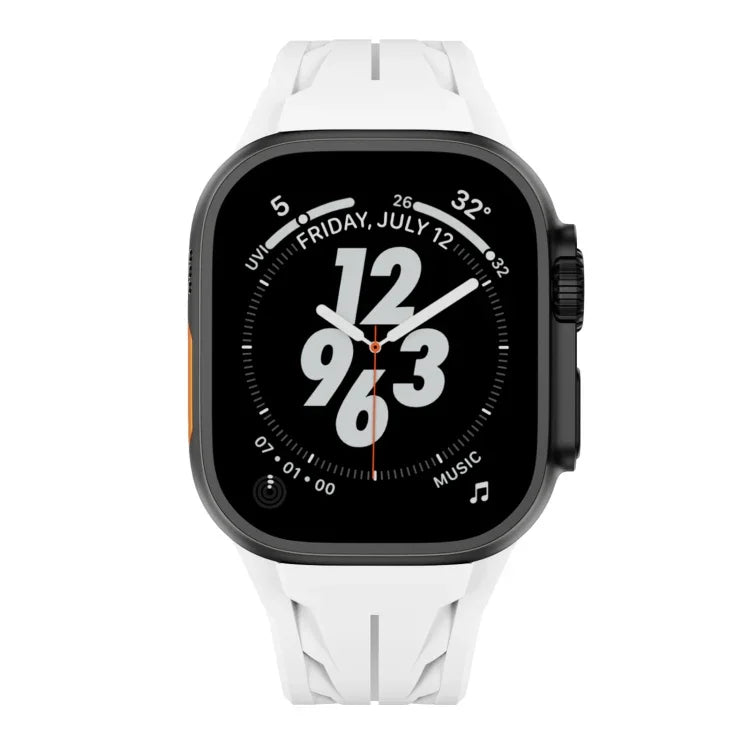 Bracelet de montre en acier inoxydable noir avec boucle papillon et silicone Tailor, pour Apple Watch 44 mm / 45 mm / 46 mm / 49 mm