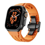 Bracelet de montre en acier inoxydable noir avec boucle papillon et silicone Tailor, pour Apple Watch 44 mm / 45 mm / 46 mm / 49 mm