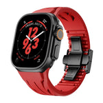 Bracelet de montre en acier inoxydable noir avec boucle papillon et silicone Tailor, pour Apple Watch 44 mm / 45 mm / 46 mm / 49 mm