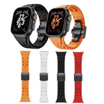 Bracelet de montre en acier inoxydable noir avec boucle papillon et silicone Tailor, pour Apple Watch 44 mm / 45 mm / 46 mm / 49 mm