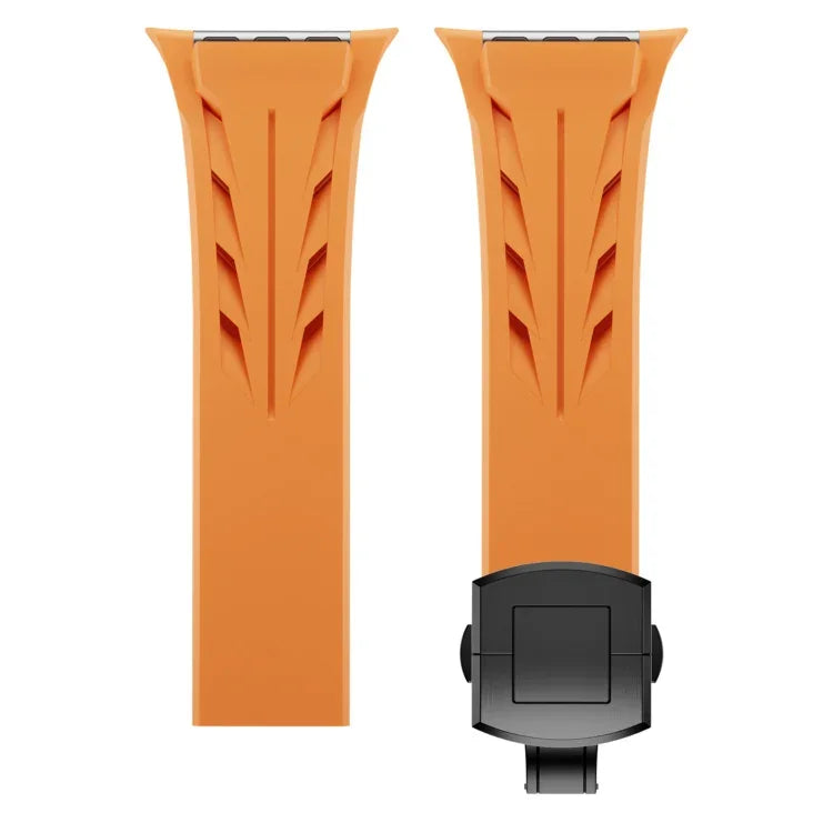 Bracelet de montre en acier inoxydable noir avec boucle papillon et silicone Tailor, pour Apple Watch 44 mm / 45 mm / 46 mm / 49 mm