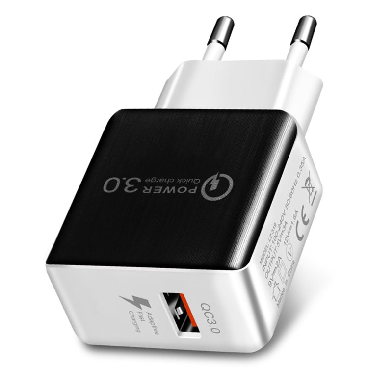 Chargeur rapide à câble rétractable 1USB QC 3.0, prise EU, QC 3.0 noir, QC 3.0 blanc