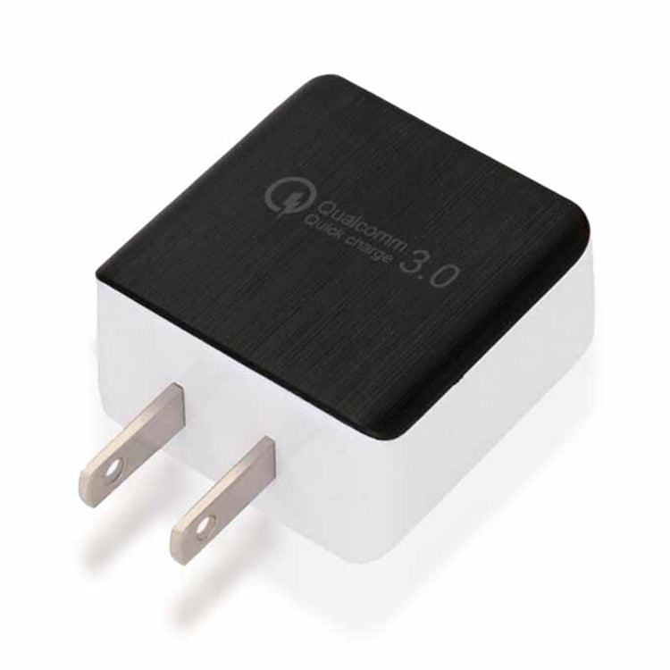 Chargeur rapide à câble rétractable 1USB QC 3.0, prise US, noir, blanc