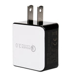 Chargeur rapide à câble rétractable 1USB QC 3.0, prise US, noir, blanc
