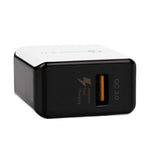 Chargeur rapide à câble rétractable 1USB QC 3.0, prise US, noir, blanc