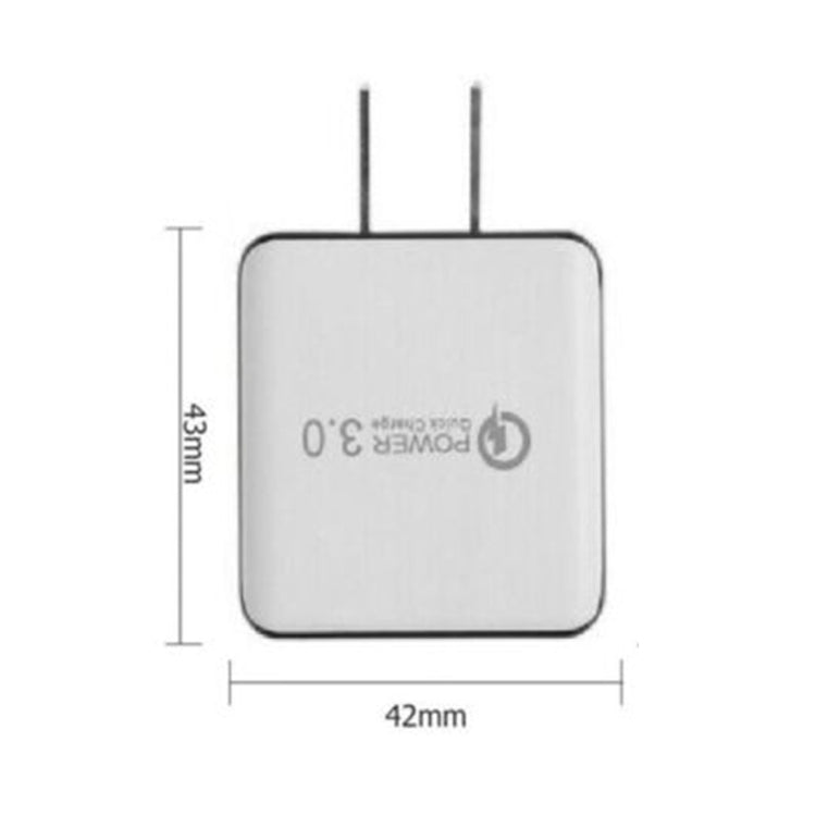 Chargeur rapide à câble rétractable 1USB QC 3.0, prise US, noir, blanc