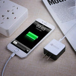 Chargeur rapide à câble rétractable 1USB QC 3.0, prise US, noir, blanc