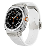 Bracelet de montre en silicone avec boucle argentée et connecteur en titane, pour Samsung Galaxy Watch Ultra 47mm / Ultra 2025
