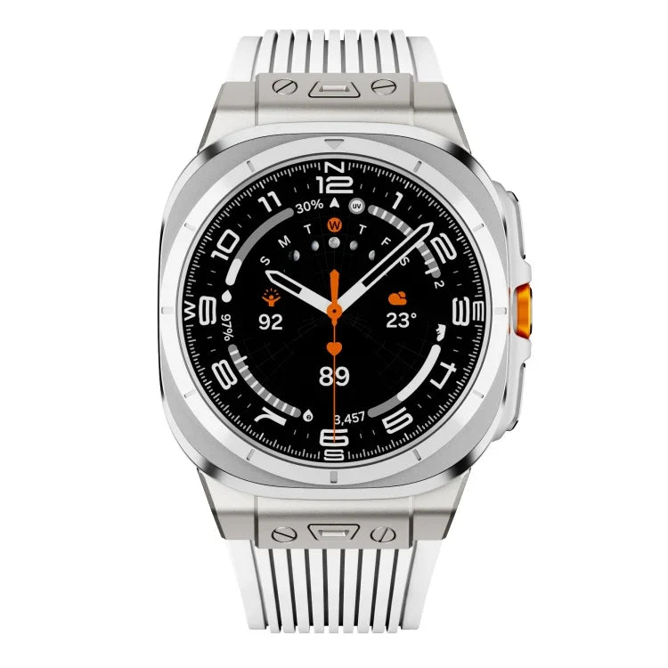 Bracelet de montre en silicone avec boucle argentée et connecteur en titane, pour Samsung Galaxy Watch Ultra 47mm / Ultra 2025