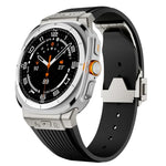 Bracelet de montre en silicone avec boucle argentée et connecteur en titane, pour Samsung Galaxy Watch Ultra 47mm / Ultra 2025