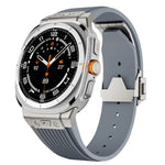 Bracelet de montre en silicone avec boucle argentée et connecteur en titane, pour Samsung Galaxy Watch Ultra 47mm / Ultra 2025