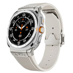 Bracelet de montre en silicone avec boucle argentée et connecteur en titane, pour Samsung Galaxy Watch Ultra 47mm / Ultra 2025