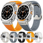 Bracelet de montre en silicone avec boucle argentée et connecteur en titane, pour Samsung Galaxy Watch Ultra 47mm / Ultra 2025