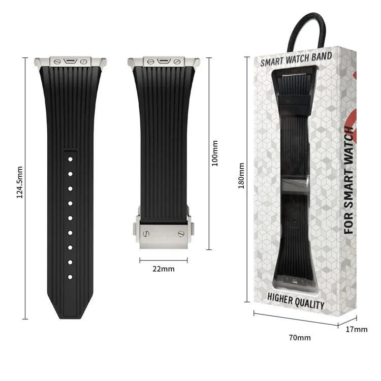 Bracelet de montre en silicone avec boucle argentée et connecteur en titane, pour Samsung Galaxy Watch Ultra 47mm / Ultra 2025