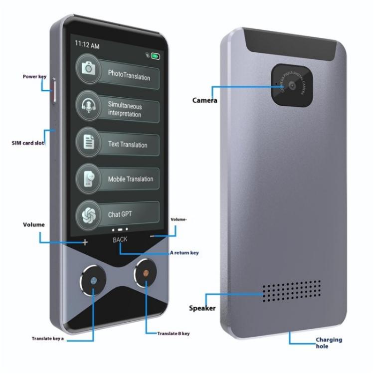 V9000 Traducteur intelligent IA 4G WiFi hors ligne avec support de 137 langues et fonction de traduction de photos