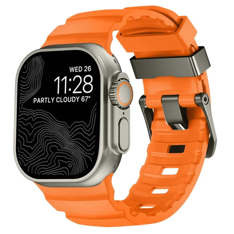 Bracelet de montre Wild Path gris à boucle en silicone épais, pour Apple Watch 46 mm / 49 mm / 45 mm / 44 mm