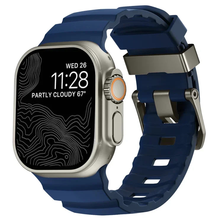 Bracelet de montre Wild Path gris à boucle en silicone épais, pour Apple Watch 46 mm / 49 mm / 45 mm / 44 mm